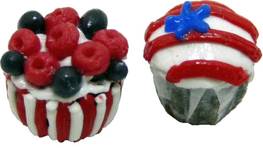 Dollhouse 2 Patriotic Cupcakes 1:12 Scale Miniature Food Kitchen Bakery