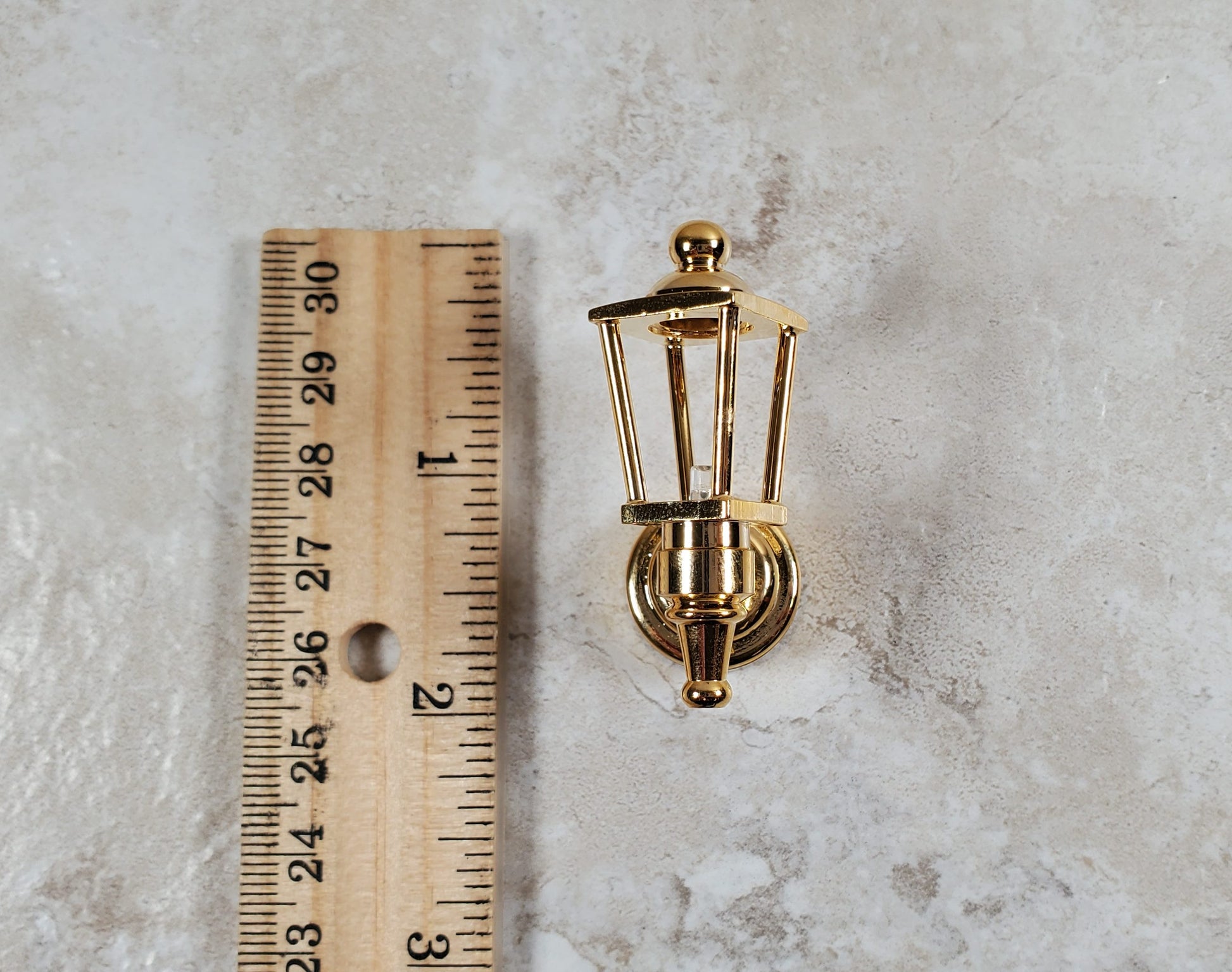 Dollhouse Coach Lamp Gold Metal Large Wand Battery Operated 1:12 Scale Miniature