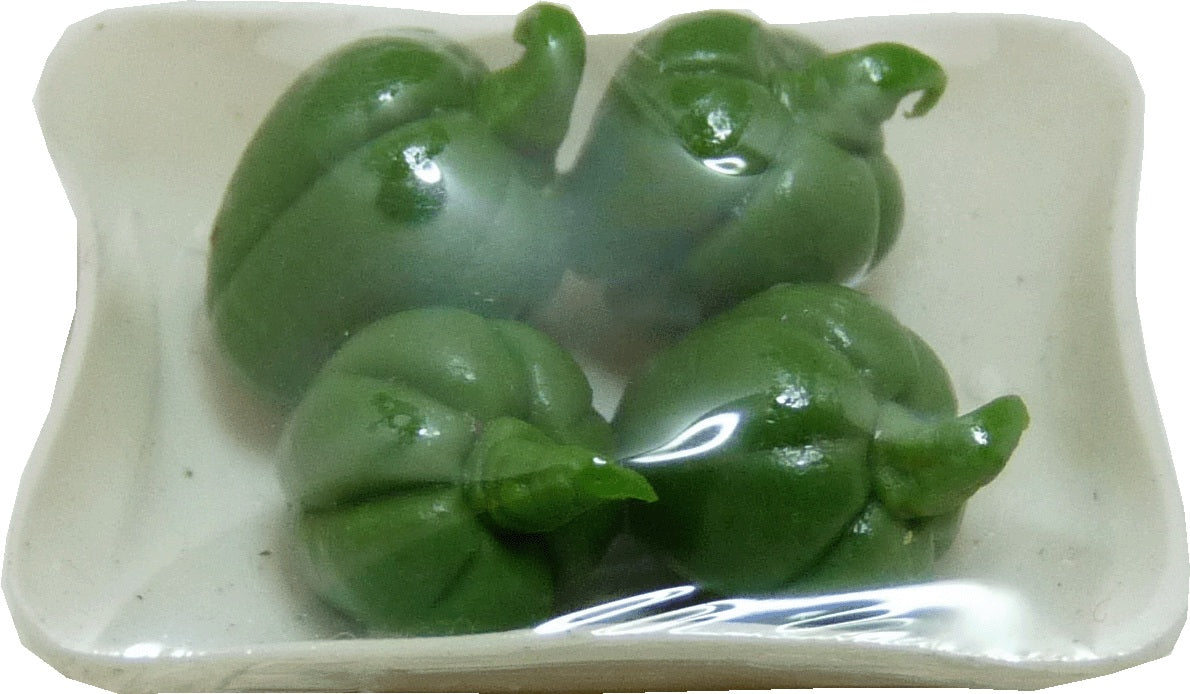 Dollhouse Green Bell Peppers Wrapped 1:12 Scale Miniature Food Kitchen Groceries