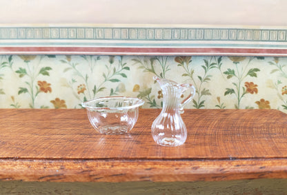 Dollhouse Glass Bowl and Pitcher Set 1:12 Scale Miniature Decoration Dining