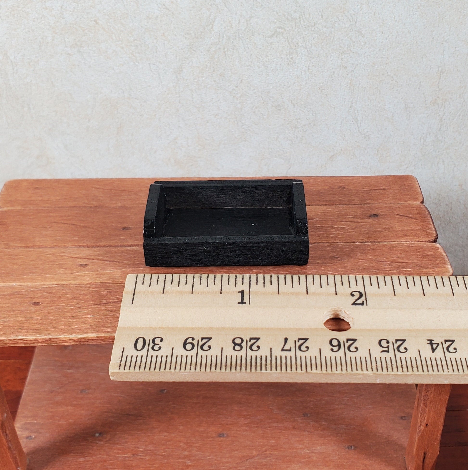 Dollhouse Small Crate Black Wood for Groceries Fruits Tools 1:12 Scale Miniature
