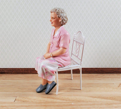 Dollhouse Modern Lady Grandma Doll Sitting 1:12 Scale Miniature "RoseMary"