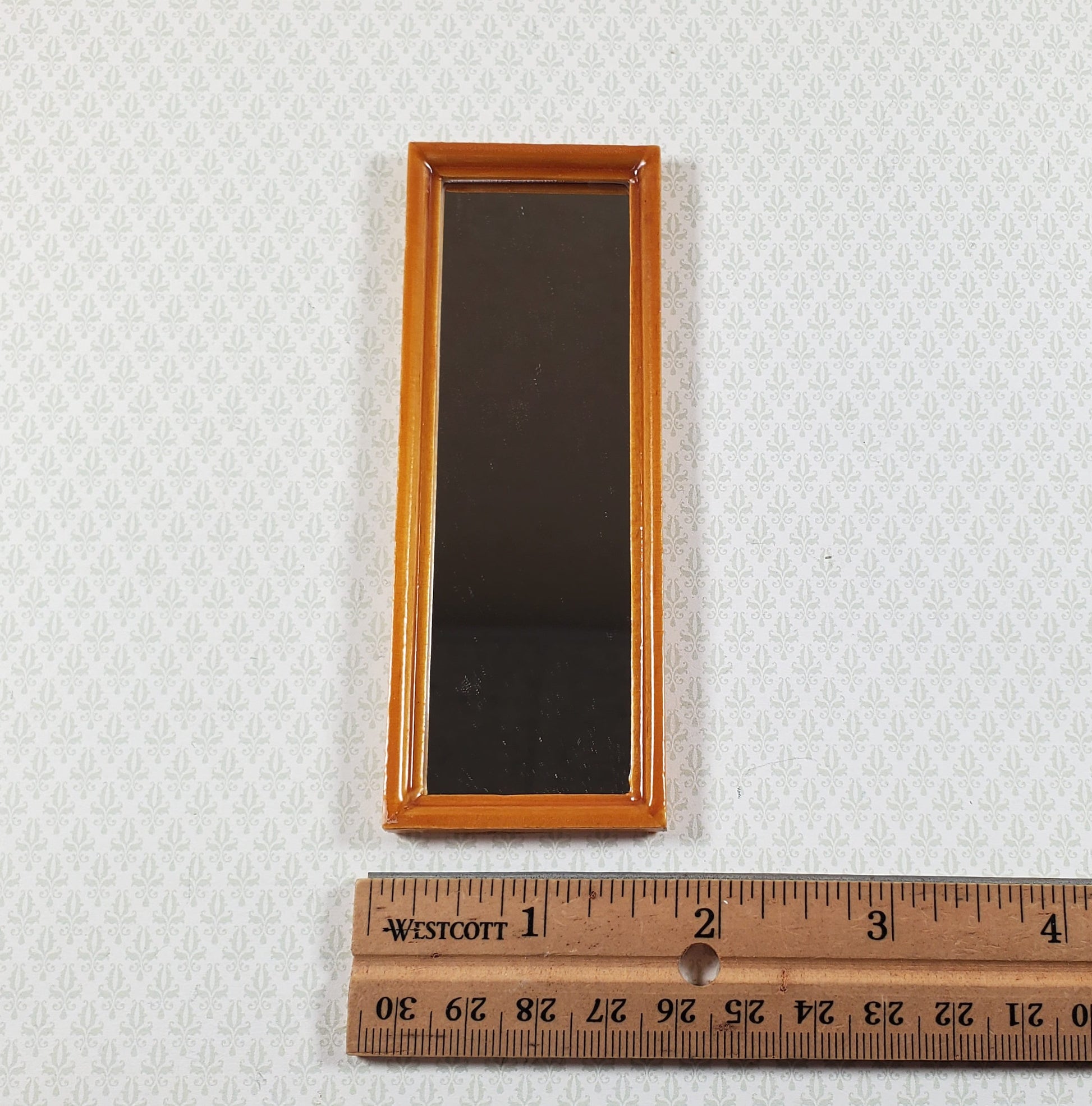 Dollhouse Mirror Full Length Dressing Wood Frame Modern 1:12 Scale Miniature Accessory