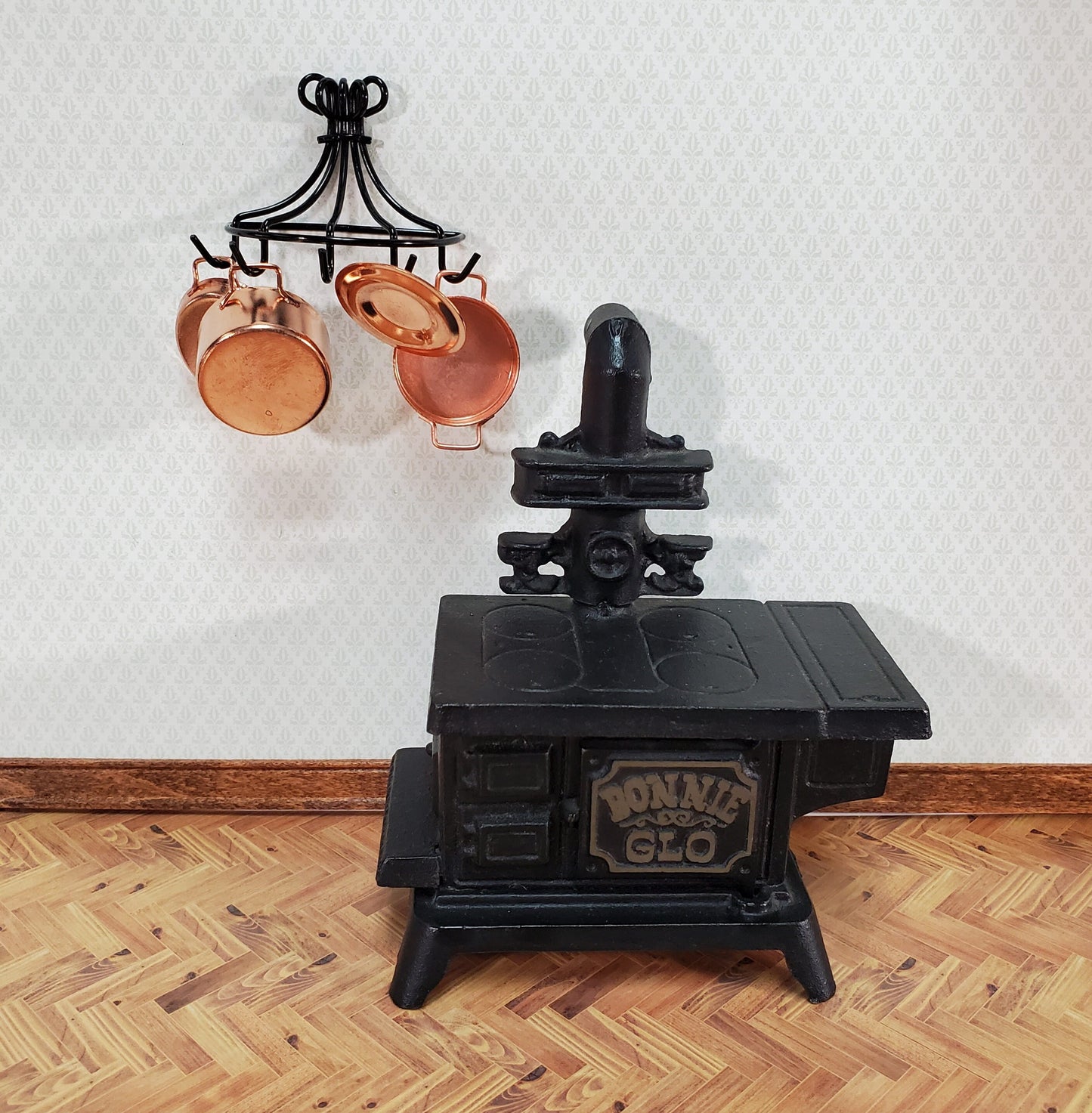 Dollhouse Pot Pan Hanger Rack with Hooks Metal Kitchen Rack 1:12 Scale Miniature