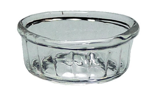 Dollhouse Miniature Clear Glass Ribbed Souffle Dish Small 1:12 Scale Miniature