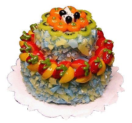 Dollhouse 2 Tier Fruit Topped Cake 1:12 Scale Miniature Dessert Food