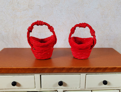 Dollhouse Baskets Set of 2 Red 1:12 Scale Dollhouse Miniatures