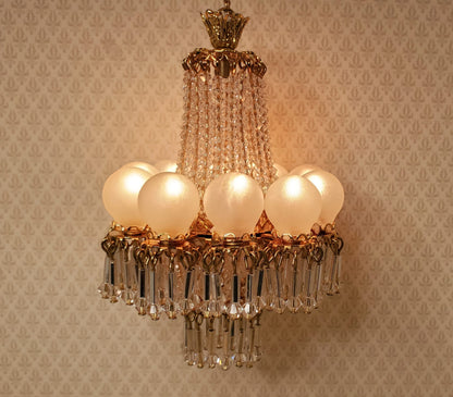 Dollhouse 10 Light Grand Ballroom Crystal Chandelier Handmade 12 Volt 1:12 Scale