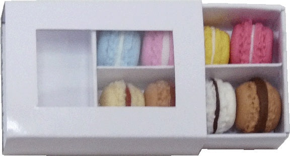 Dollhouse 8 Assorted Macarons in a White Box 1:12 Scale Miniature Food Kitchen
