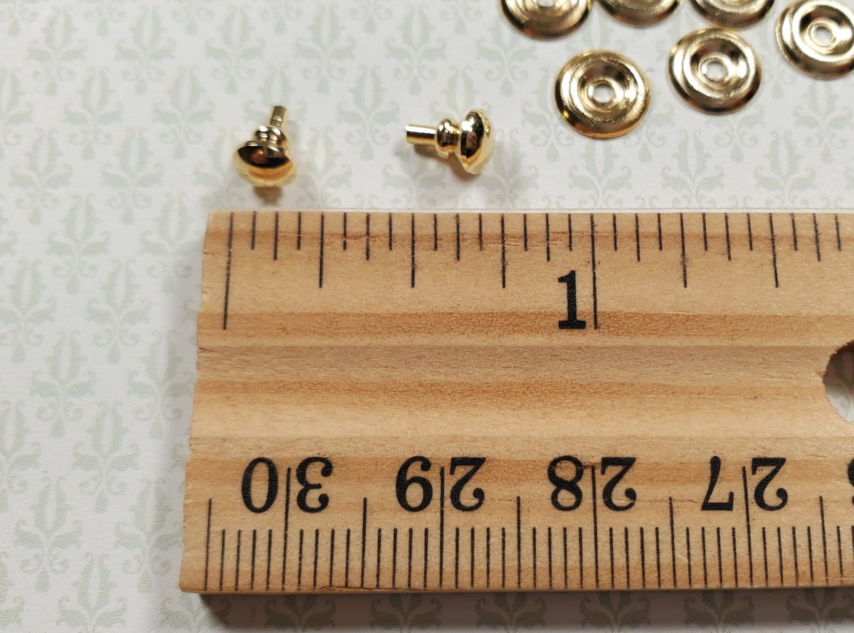 Dollhouse Traditional Door Knob or Drawer Pulls with Back Plate 8 pcs 1:12 Scale