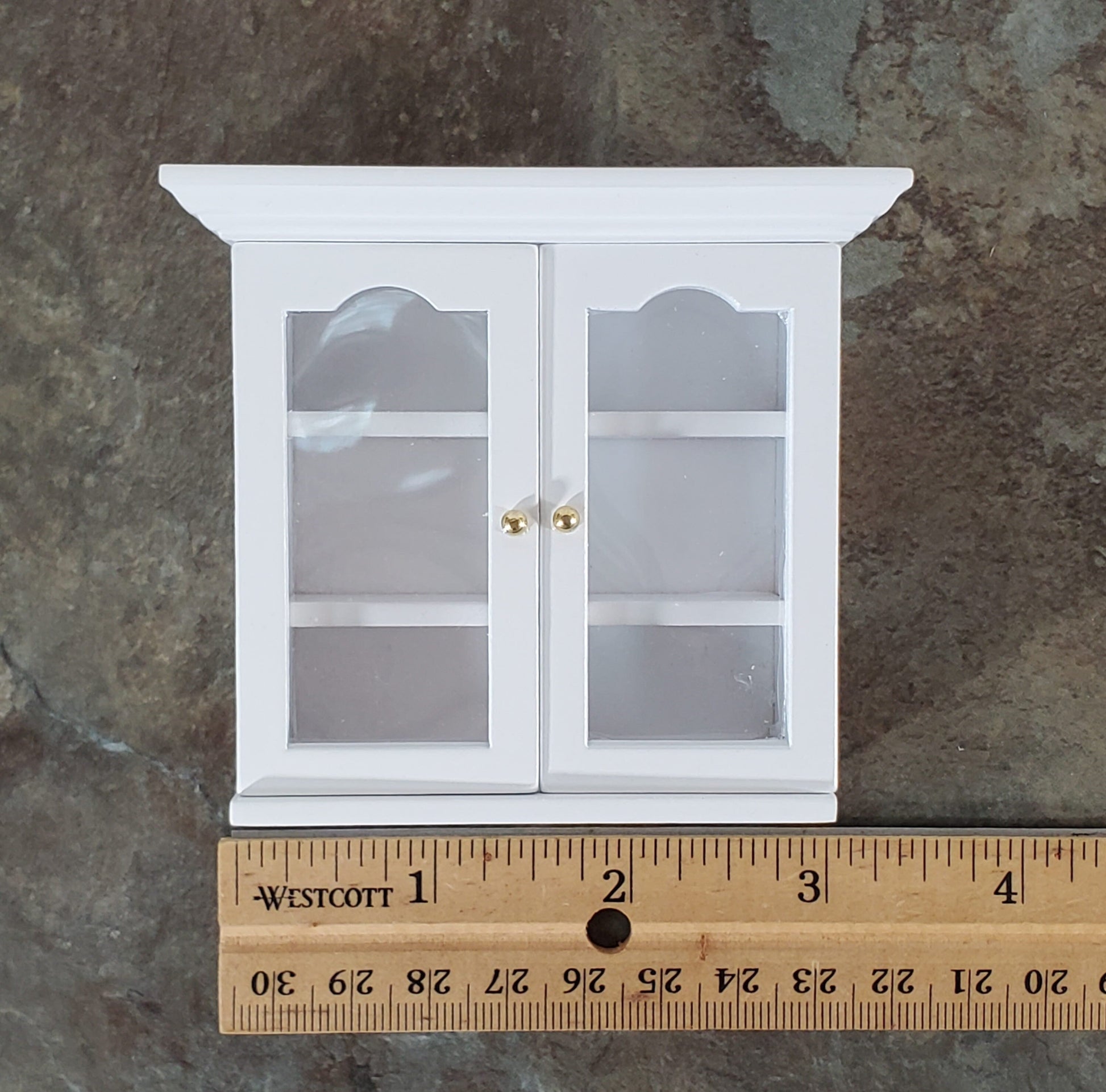 Dollhouse Upper Kitchen Cabinet White Finish 1:12 Scale Miniature Hanging Cupboard