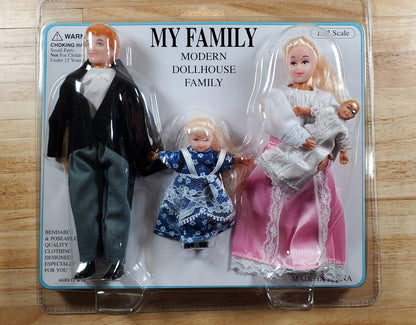 Dollhouse Victorian Family Dolls Dad Mom Daughter Baby Poseable 1:12 Scale