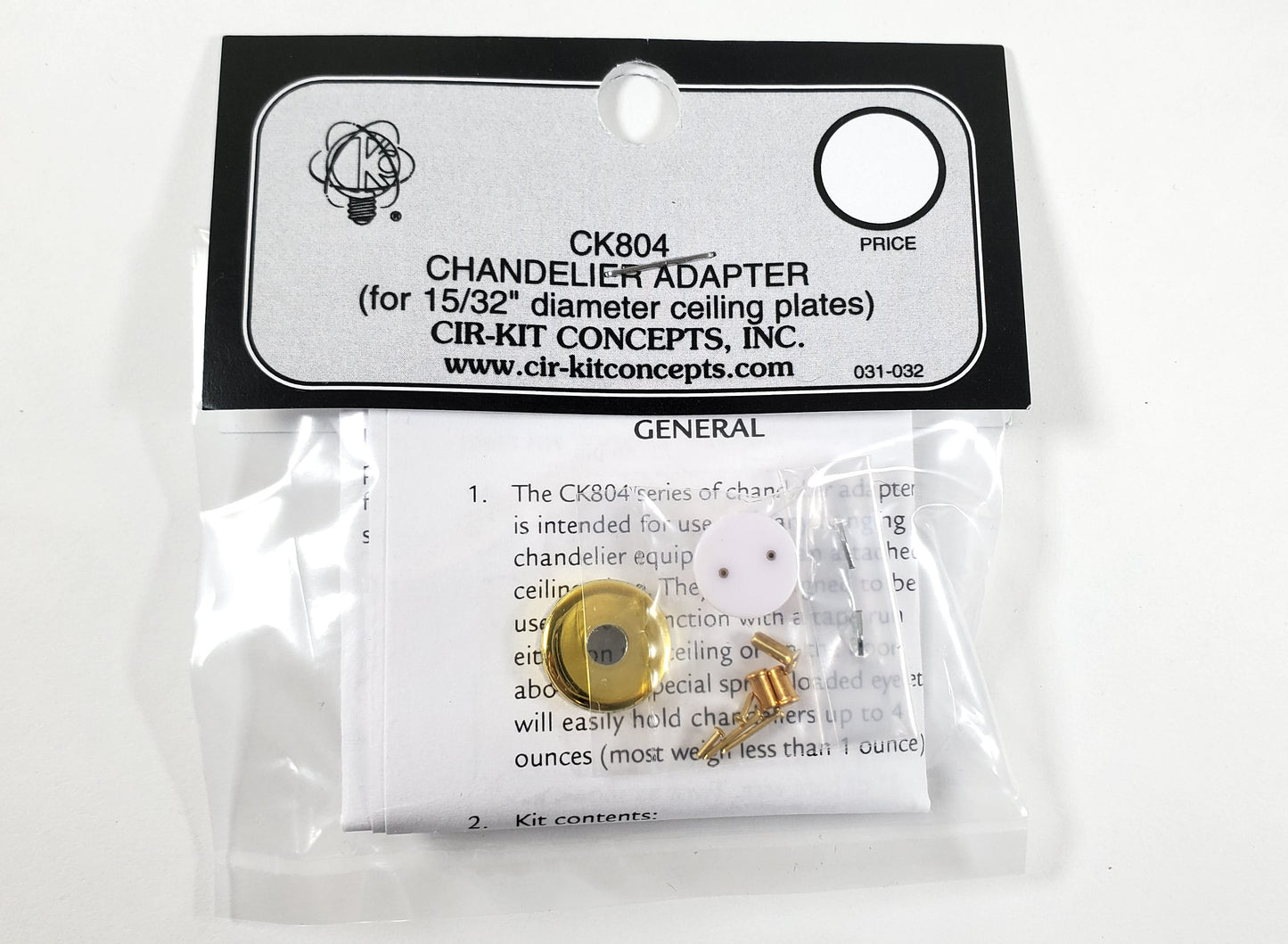 Cir-Kit Chandelier Adaptor for Lights 1:12 Scale Dollhouse CK804 15/32" Diameter