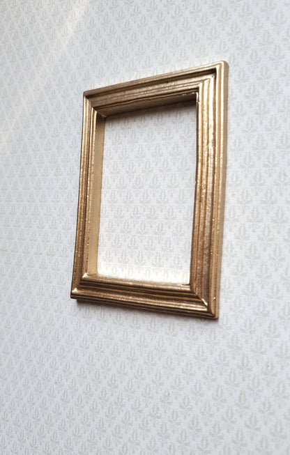 Dollhouse Miniature Picture Frame Large Gold for Painting 3" x 2 1/4" 1:12 Scale