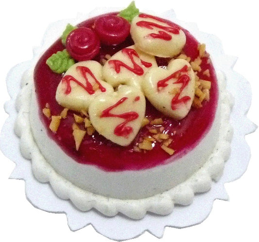 Dollhouse Love Hearts Decorated Cake 1:12 Scale Miniature Dessert