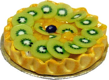 Dollhouse Kiwi Custard Pie on a Silver Pie Plate 1:12 Scale Miniature Food