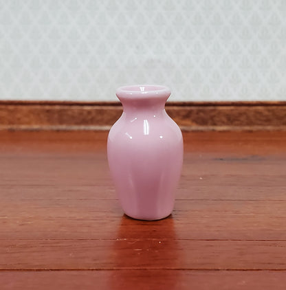 Dollhouse Pink Vase Tall Ceramic for Flowers or Decoration 1:12 Scale Miniature