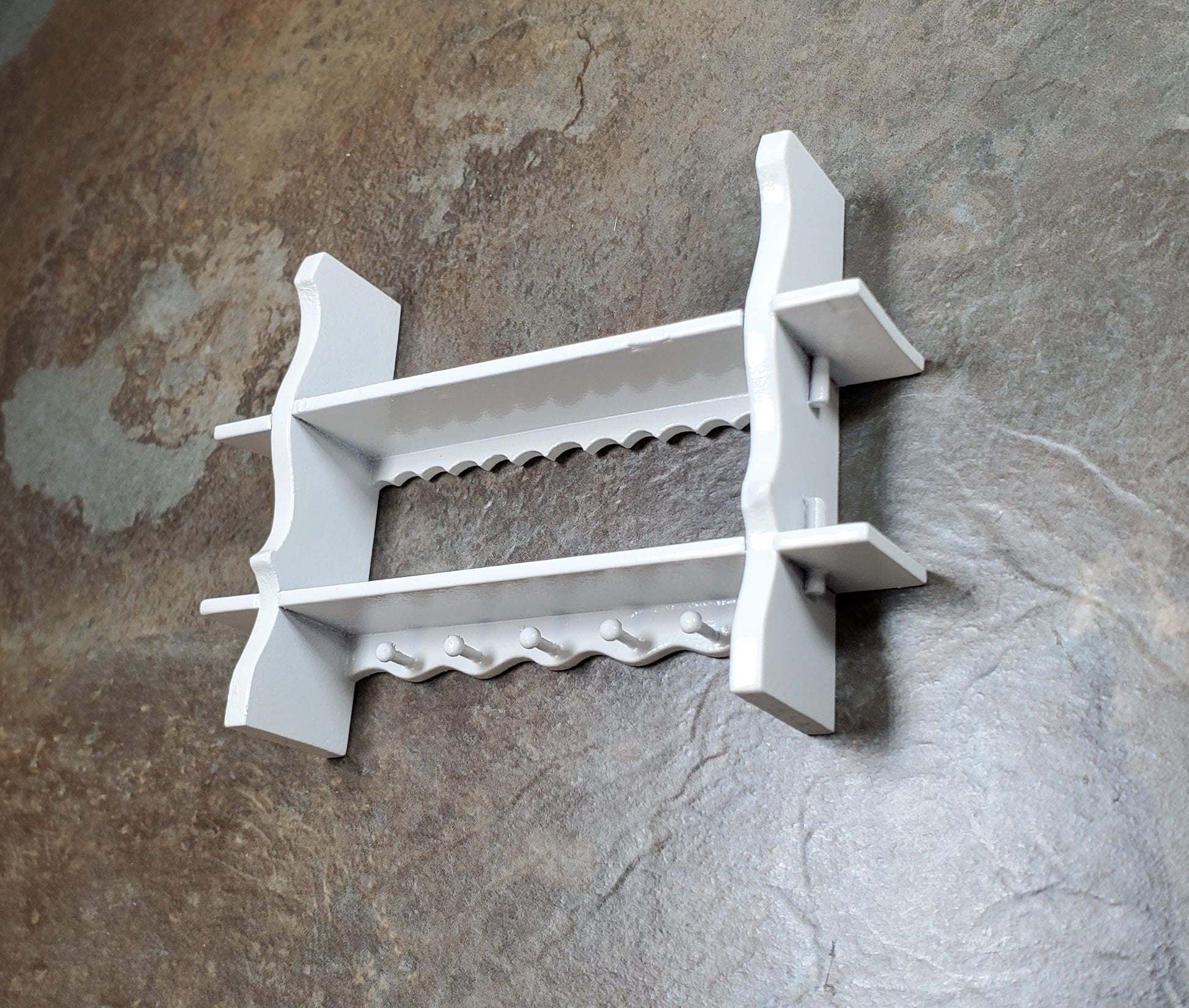 Dollhouse Wood Kitchen Shelf with Pegs 1:12 Scale Miniature White Finish