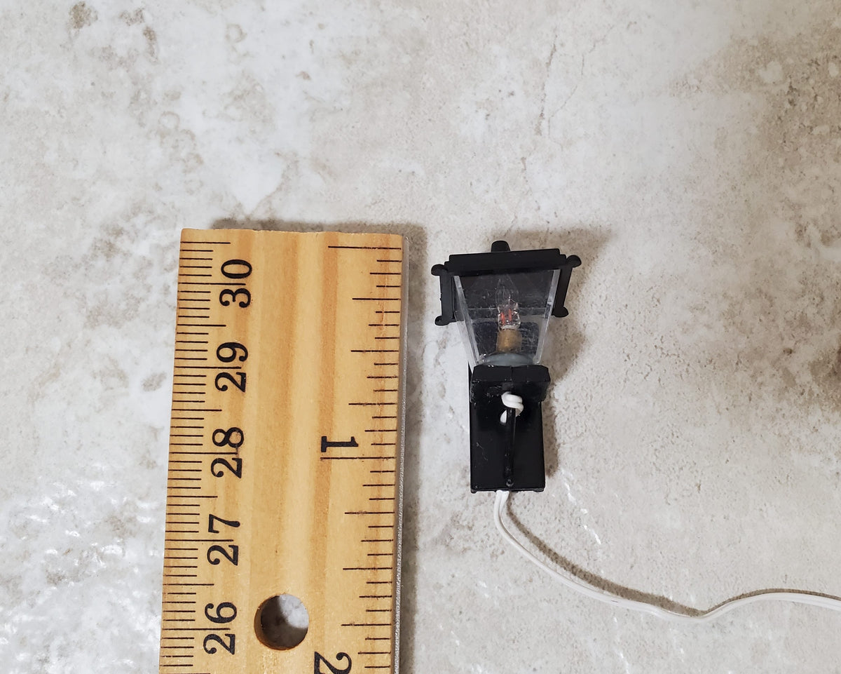 Dollhouse Small Black Coach Light 1:12 Scale Miniature 12 Volt w/Plug Porch Lamp