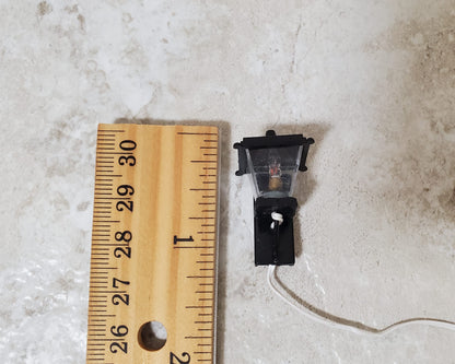 Dollhouse Small Black Coach Light 1:12 Scale Miniature 12 Volt w/Plug Porch Lamp