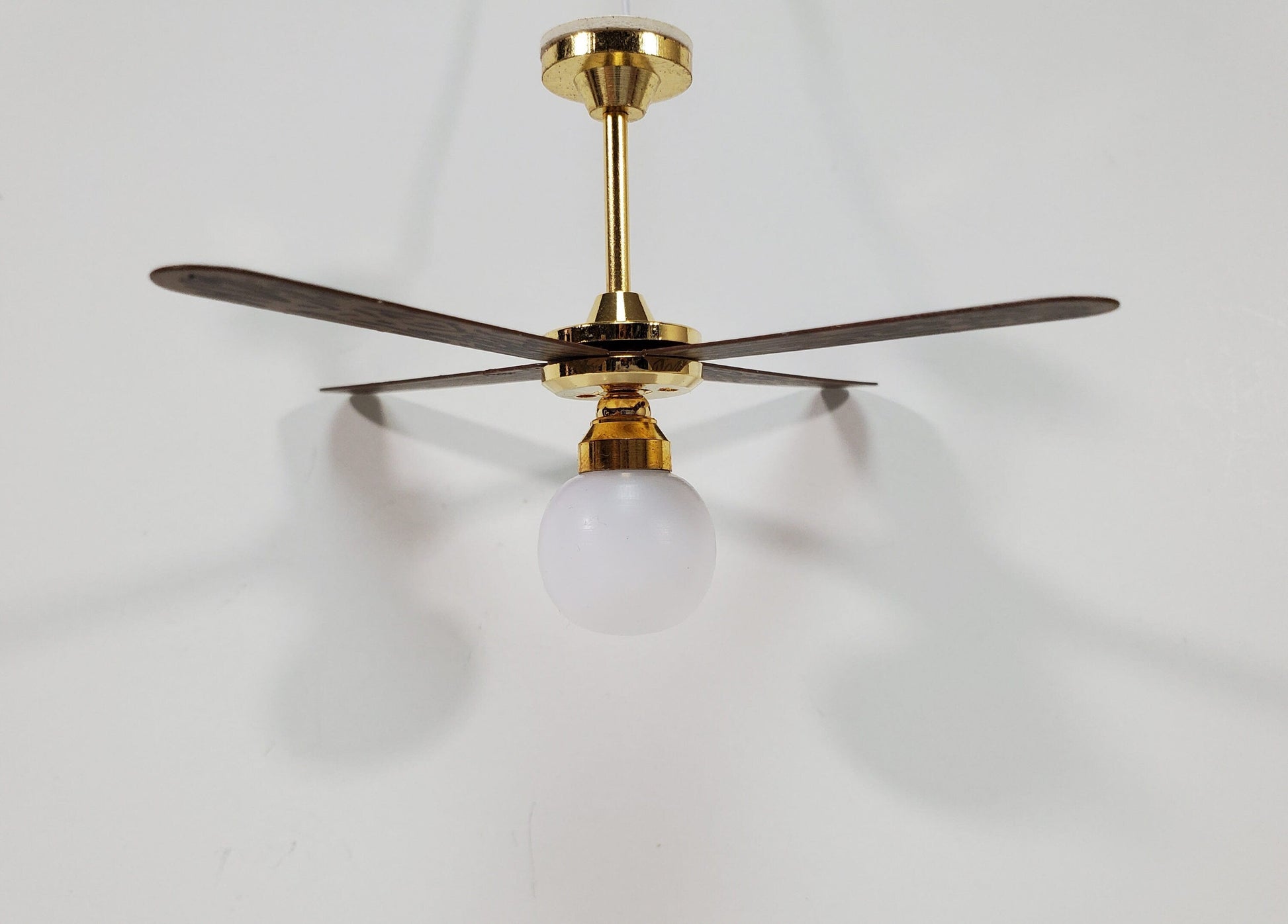 Dollhouse Ceiling Fan Light 4 Blade Plug In Electric 1:12 Scale Miniature 12 Volt