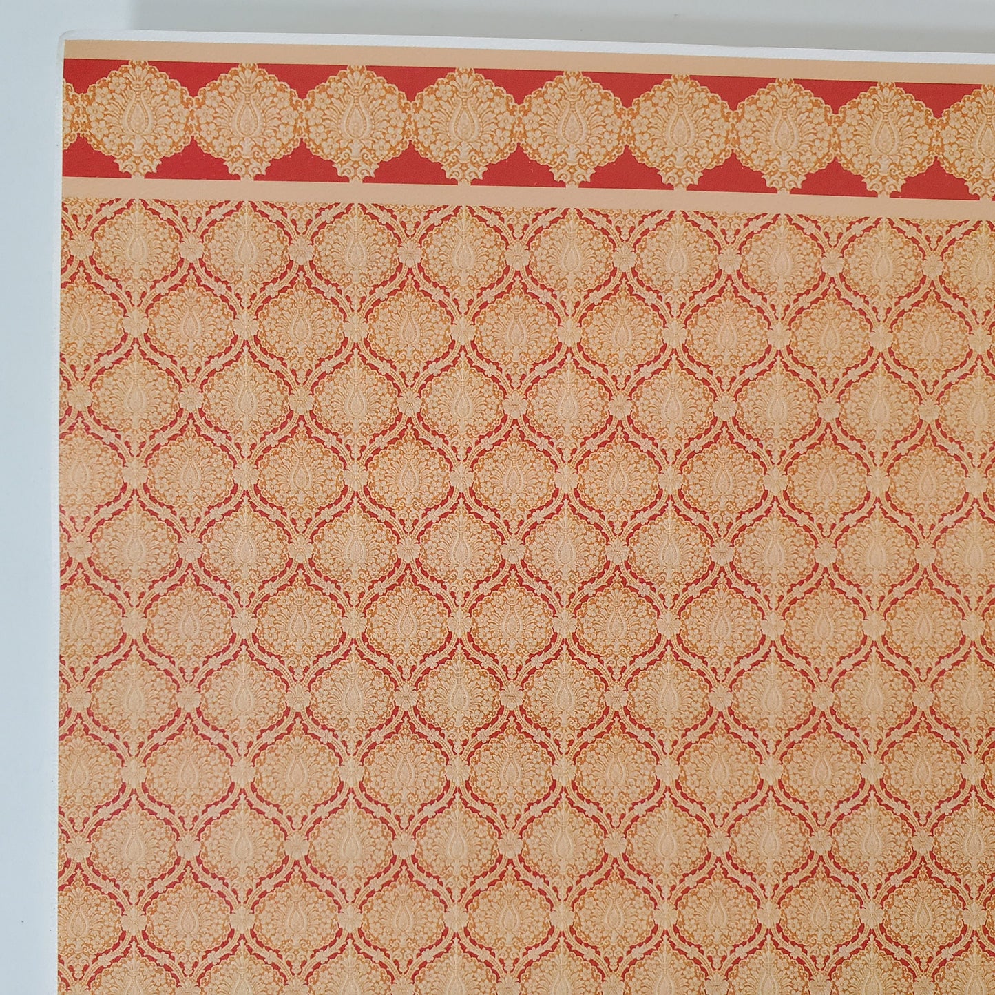 Dollhouse Wallpaper World Model Orange & Beige 1:12 Scale Flower Bursts