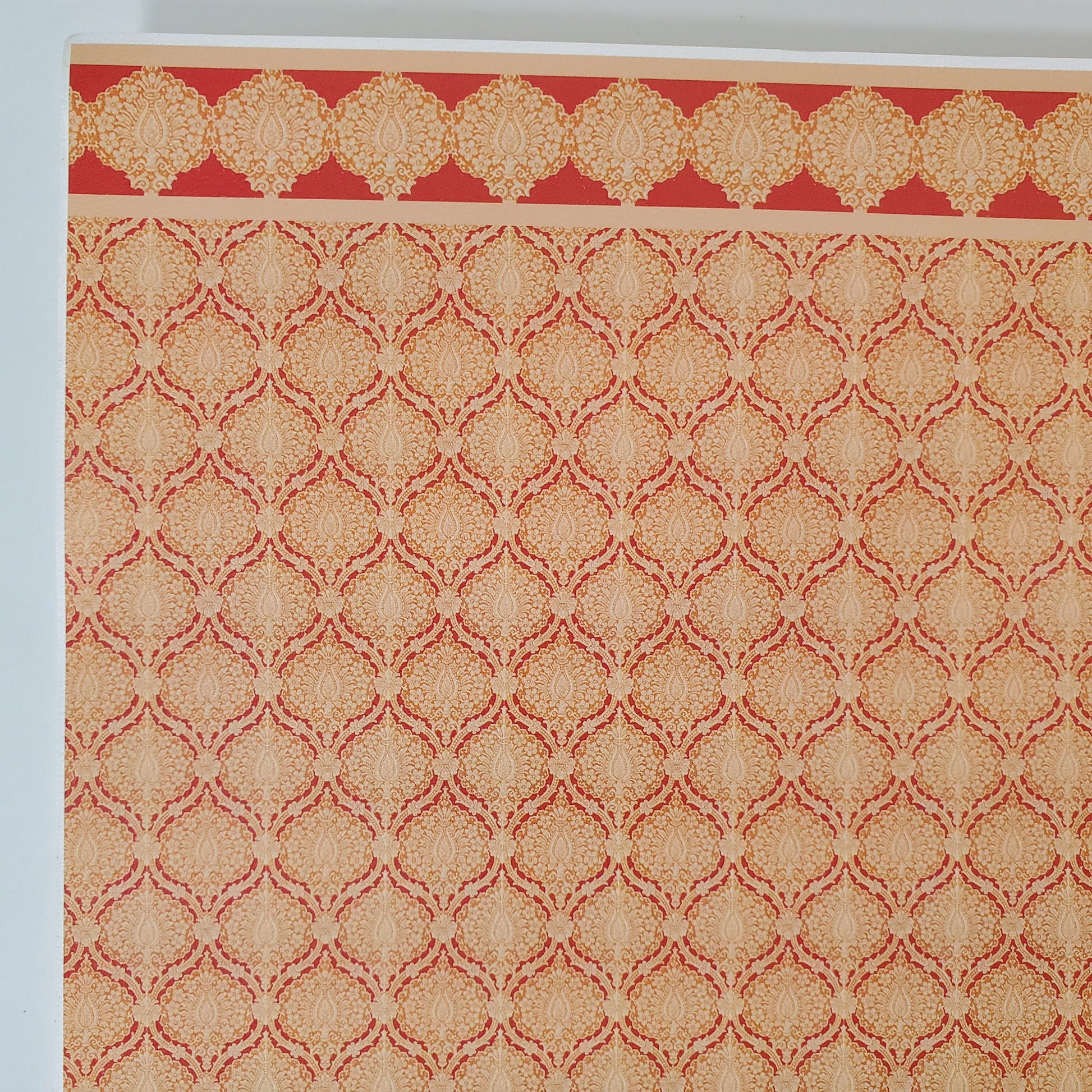 Dollhouse Wallpaper World Model Orange & Beige 1:12 Scale Flower Bursts