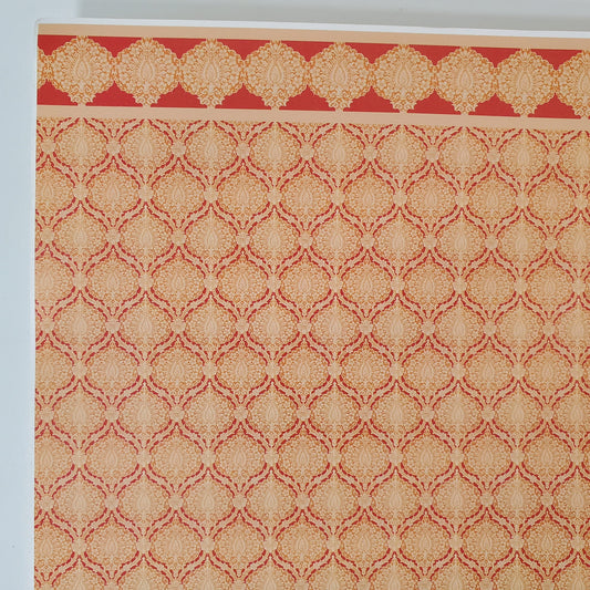 Dollhouse Wallpaper World Model Orange & Beige 1:12 Scale Flower Bursts