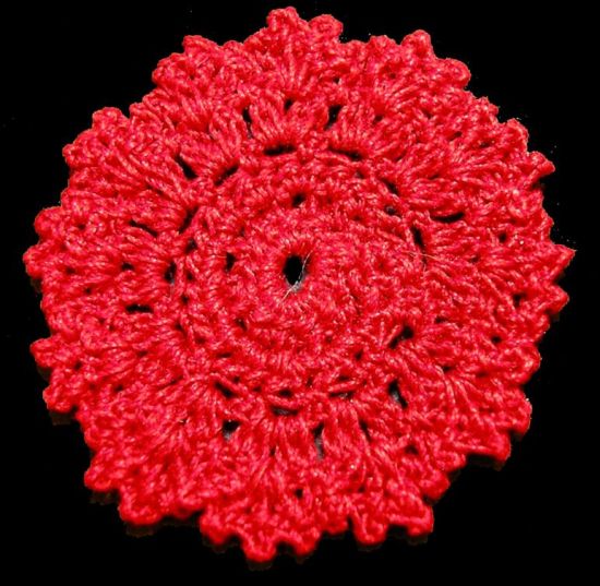 Dollhouse Hand Crocheted 1 Inch Fancy Doily Red 1:12 Scale