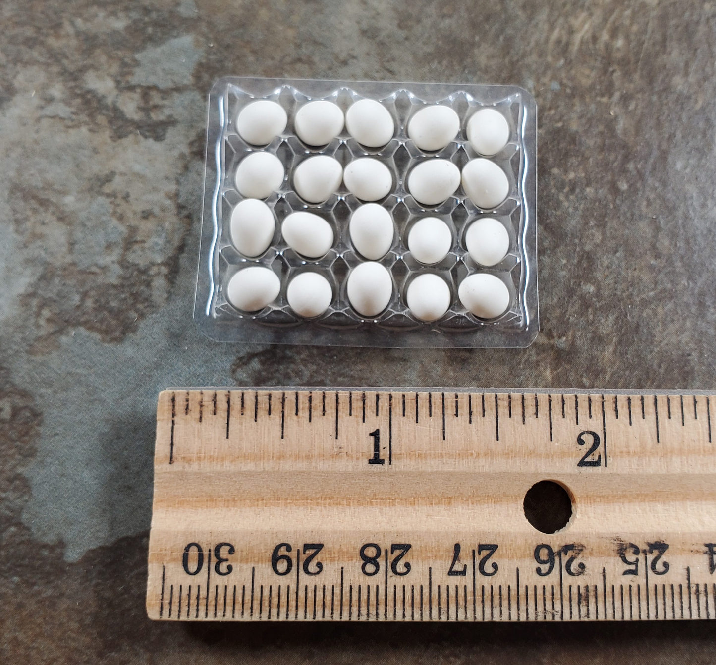 Dollhouse 20 White Eggs in a Clear Tray1:12 Scale Miniature