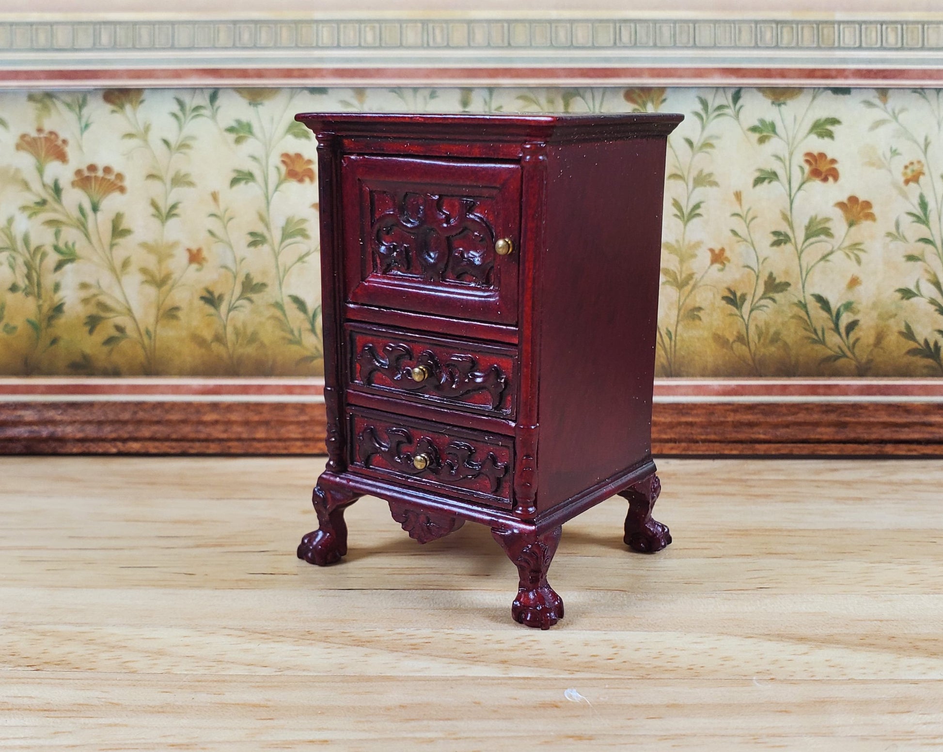Dollhouse Nightstand Vintage Hansson Miniatures 1:12 Scale Mahogany Finish