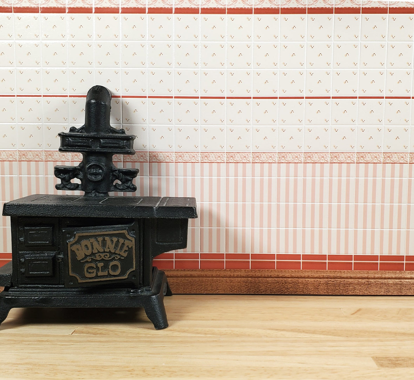 Dollhouse Wall Tiles Embossed Ruse Cream Peach 1:12 Scale Miniature World Model