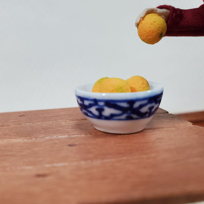 Dollhouse Serving Bowl Ceramic Blue & White 1:12 Scale Miniature Dishes Decor