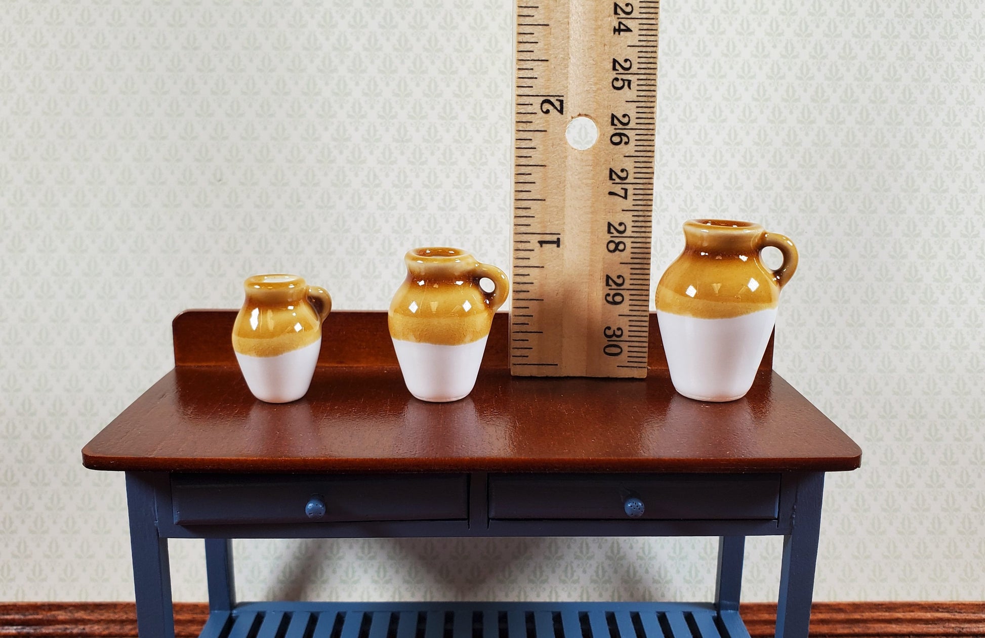Dollhouse Jugs Crocks with Handles Large Set of 3 1:12 Scale Miniatures