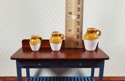 Dollhouse Jugs Crocks with Handles Large Set of 3 1:12 Scale Miniatures