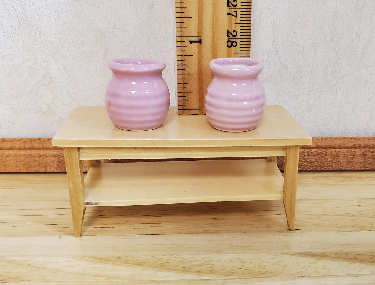 Dollhouse Vases Pink Ceramic Wide Mouth Set of 2 Pot Planter 1:12 Scale
