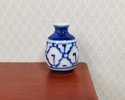 Dollhouse Large Blue & White Decorative Vase Ceramic 1:12 Scale Miniature