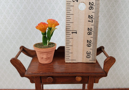 Dollhouse Orange Carnations in Sweet Faced Terra Cotta Planter 1:12 Scale