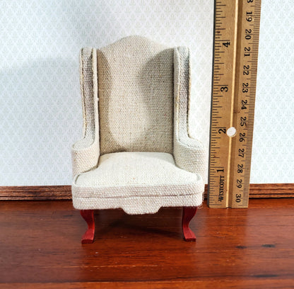 Dollhouse Arm Chair Wing Back Muslin Style Fabric 1:12 Scale Miniature Furniture