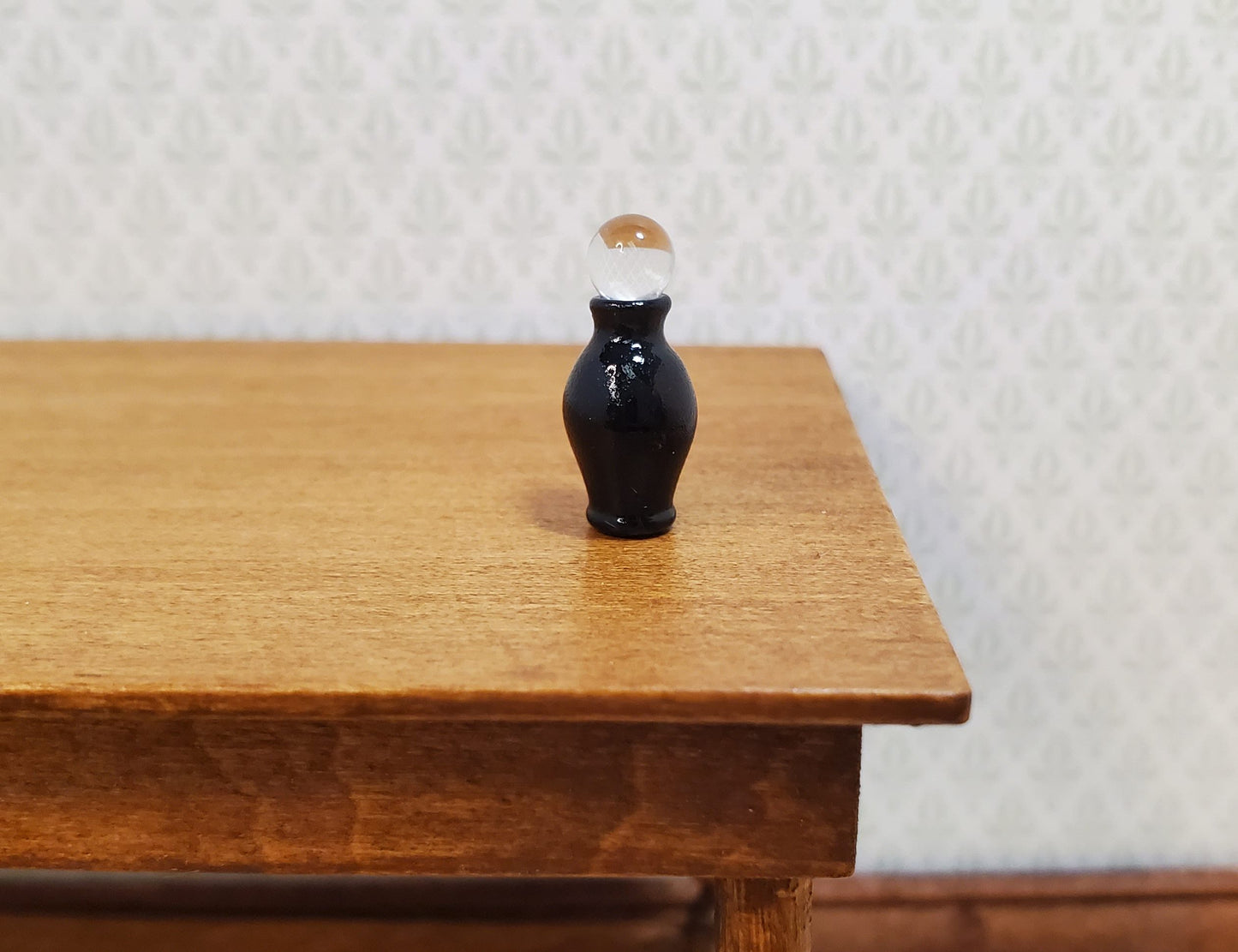 Dollhouse Black Small Elegant Jar with Stopper 1:12 Scale Miniature