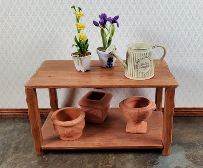 Dollhouse Metal Watering Can with Handle Aged White 1:12 Scale Miniature Garden