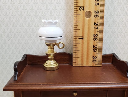 NON-Working Dollhouse Oil Lamp White & Gold 1:12 Scale Miniature Metal