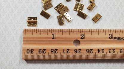 Dollhouse Miniature Butt Hinges Working x16 Gold Brass 1:12 Scale Includes Nails