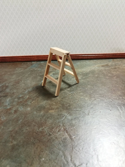 Dollhouse Miniature Step Ladder Short Wood Unpainted Wood DIY 1:12 Scale