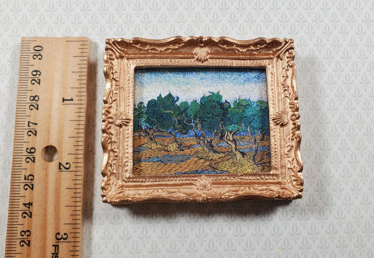 Miniature Vincent Van Gogh Framed Print Olive Grove Blue/Green 1:12 Scale