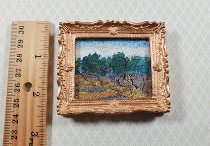 Miniature Vincent Van Gogh Framed Print Olive Grove Blue/Green 1:12 Scale