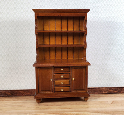 Dollhouse Welsh Kitchen Cabinet Cupboard Walnut Finish 1:12 Scale Miniature