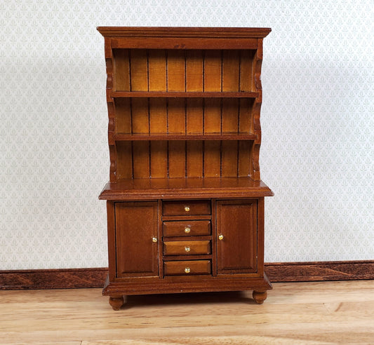 Dollhouse Welsh Kitchen Cabinet Cupboard Walnut Finish 1:12 Scale Miniature