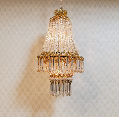 Dollhouse Crystal Chandelier "Chloe Deluxe" Real Glass 12 Volt 1:12 Scale