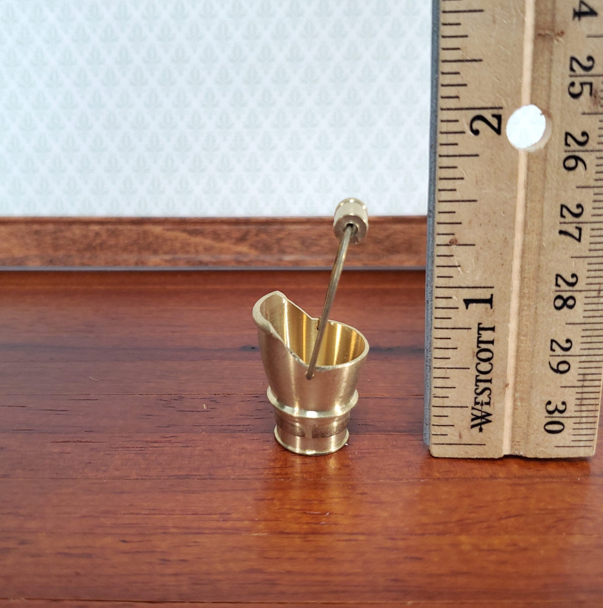 Dollhouse Brass Coal Scuttle Bucket Fireplace Accessory 1:12 Scale Miniature
